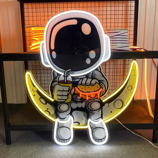 Astronaut Hamburger Neon Sign