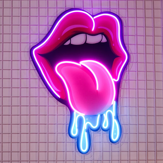 Lips Dripping Neon Sign